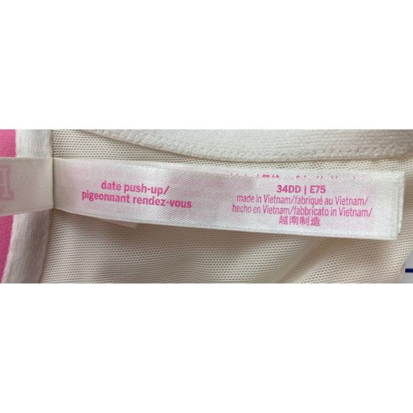 *PINK Victoria Secret Date Push Up Bra Ivory Lace Underwire Front Closure 34DD - Picture 6 of 7